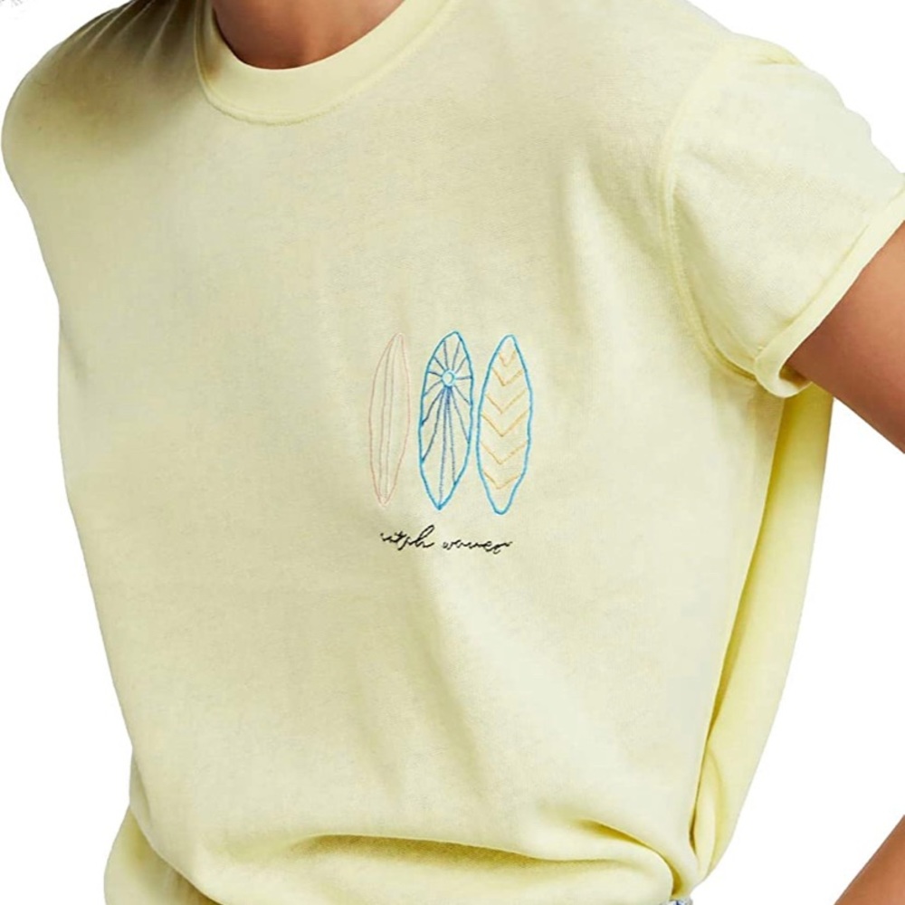 Free people neon wave tee size large